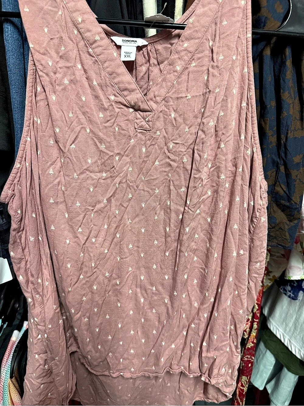 Sonoma Pink Printed V-Neck Tunic Size XXL NWT